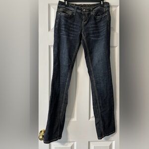 Request Dark Blue Denim Jeans are a junior size 9/29.